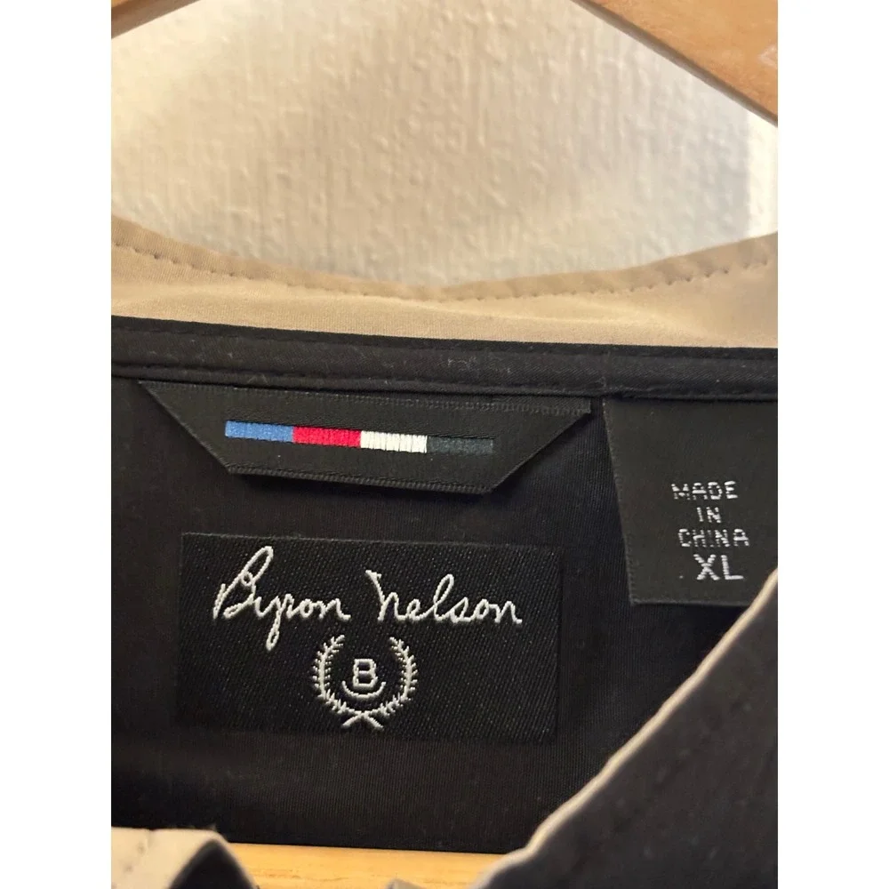 NEW Byron Nelson Mens Golf Windshirt Quarter Zip Pullover Black Windbreaker XL